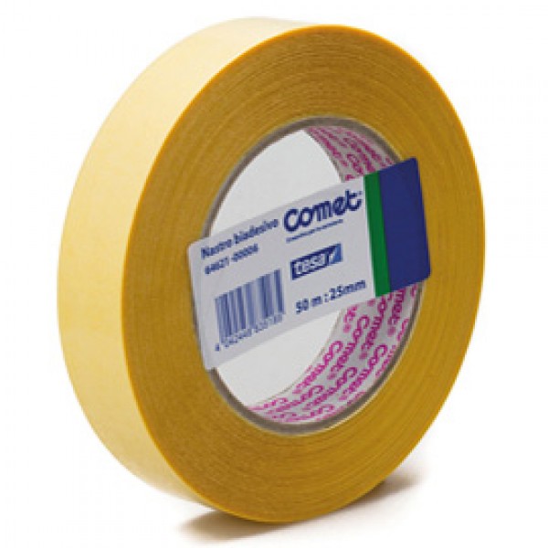 Nastro biadesivo - 50 mt x 25 mm - trasparente - Comet®