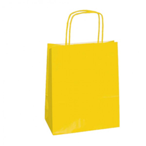 Shopper Twisted - maniglie cordino - 36 x 12 x 41 cm - carta kraft - giallo - Mainetti Bags - conf. 25 pezzi Shopper Twisted - maniglie cordino - 36 x 12 x 41 cm - carta kraft - giallo - Mainetti Bags - conf. 25 pezzi
