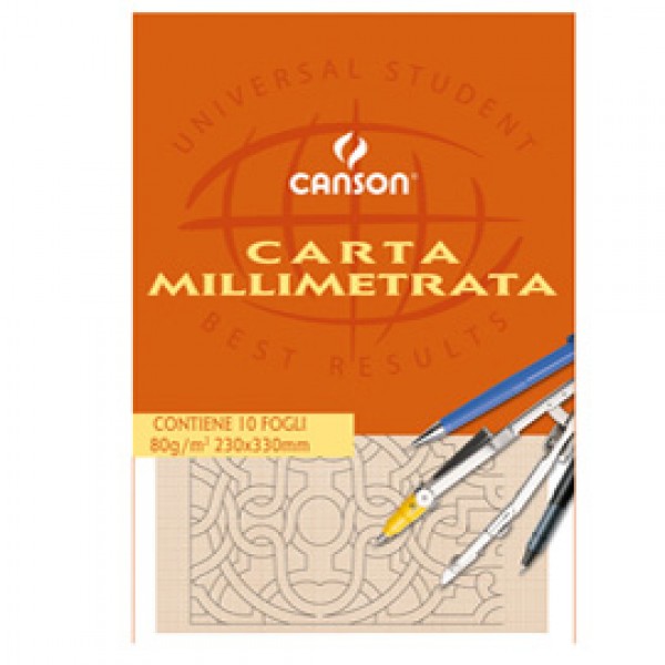 Blocco carta opaca millimetrata - 230x330mm - 10 fogli - 80gr - Canson Blocco carta opaca millimetrata - 230x330mm - 10 fogli - 80gr - Canson