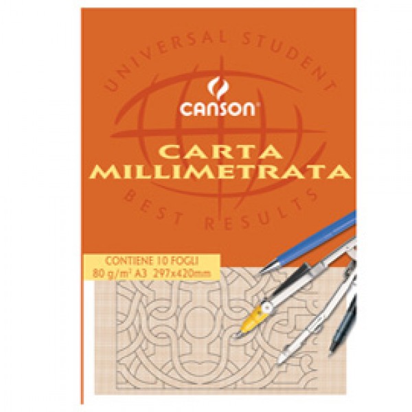 Blocco carta opaca millimetrata - 297x420mm - 10 fogli - 80gr - Canson Blocco carta opaca millimetrata - 297x420mm - 10 fogli - 80gr - Canson