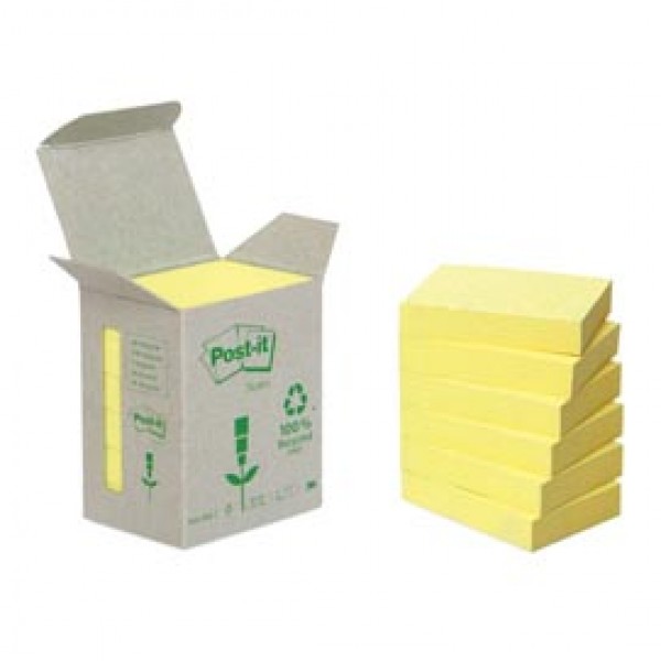 Blocco Post it® Notes Green - 653-1B - 38 x 51 mm - 100% riciclabile - giallo - 100 fogli - - Post it®