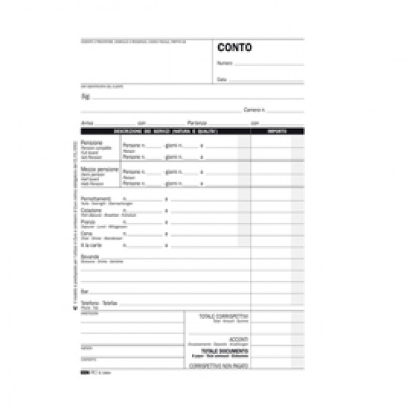 Blocco conto albergo/pensione - 7 giorni - uso mano - 23 x 15cm - 100 fogli - Edipro Blocco conto albergo/pensione - 7 giorni - uso mano - 23 x 15cm - 100 fogli - Edipro