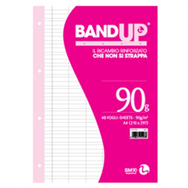 Ricambi BandUp forati rinforzati - A4 - rigo di 1a - 40 fogli - 90gr - BM Ricambi BandUp forati rinforzati - A4 - rigo di 1a - 40 fogli - 90gr - BM