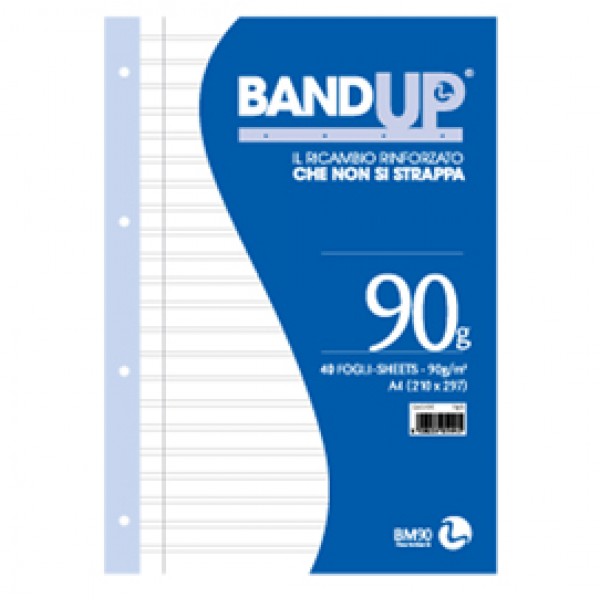 Ricambi BandUp forati rinforzati - A4 - rigo di 3a - 40 fogli - 90gr - BM Ricambi BandUp forati rinforzati - A4 - rigo di 3a - 40 fogli - 90gr - BM