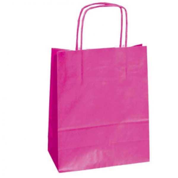 Shopper Twisted - maniglie cordino - 26 x 11 x 34,5 cm - carta kraft - magenta - Mainetti Bags - conf. 25 pezzi