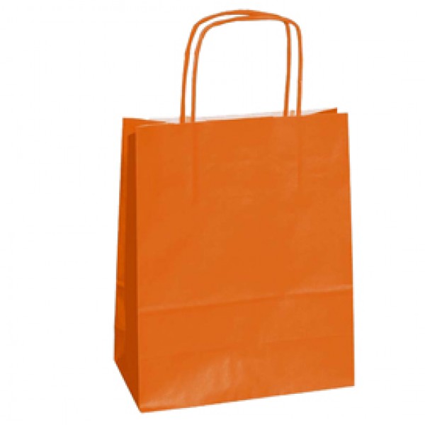 Shopper Twisted - maniglie cordino - 45 x 15 x 50 cm - carta kraft - arancio - Mainetti Bags - conf. 25 pezzi