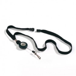 Cordoncino per portabadge con chiocciola Yo Yo - nero - larghezza 10 mm - filo retrattile da 80 cm - Durable - conf. 10 pezzi