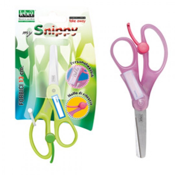 Forbici Snippy - impugnatura personalizzabile - punta tonda - 13 cm - lama in acciaio - colori assortiti - Lebez Forbici Snippy - impugnatura personalizzabile - punta tonda - 13 cm - lama in acciaio - colori assortiti - Lebez