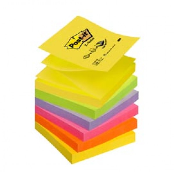 Blocco Post it® Super Sticky Z Notes - R330-NR NEON - 76 x 76 mm - assortiti neon - 100 fogli - Post it®