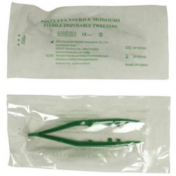 Pinzetta sterile - monouso - 10 cm - verde - PVS Pinzetta sterile - monouso - 10 cm - verde - PVS