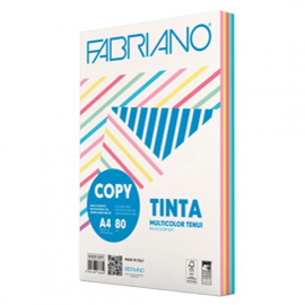 Carta Copy Tinta Multicolor - A4 - 80 gr - mix 5 colori tenui - Fabriano - conf. 250 fogli Carta Copy Tinta Multicolor - A4 - 80 gr - mix 5 colori tenui - Fabriano - conf. 250 fogli