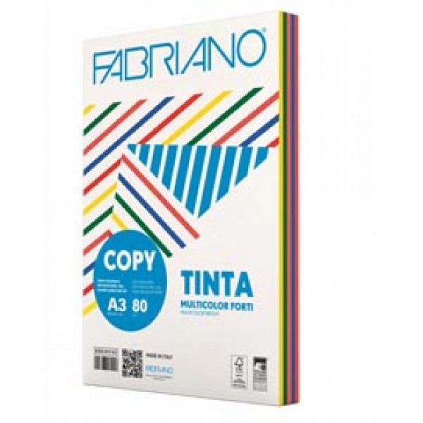 Carta Copy Tinta Multicolor - A3 - 80 gr - mix 5 colori forti - Fabriano - conf. 250 fogli Carta Copy Tinta Multicolor - A3 - 80 gr - mix 5 colori forti - Fabriano - conf. 250 fogli