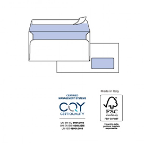 Busta Silver90 Strip Laser FSC - con finestra - internografata - 11 x 23 cm - 90 gr - bianco - Pigna Envelopes - conf. 500 pezzi Busta Silver90 Strip Laser FSC - con finestra - internografata - 11 x 23 cm - 90 gr - bianco - Pigna Envelopes - conf. 500 pezzi