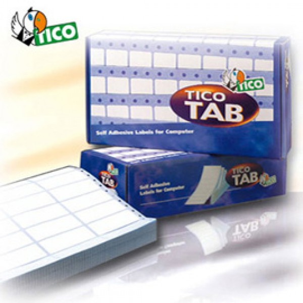 Etichette a modulo continuo Tico TAB 1 - 107x48,9 mm - corsia singola - permanente - bianco - Tico - scatola da 3000 etichette