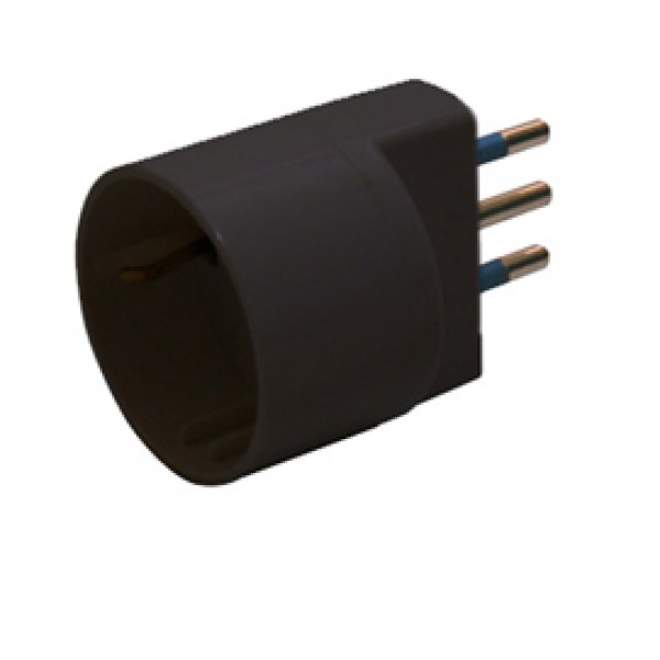 Adattatore semplice - spina 2P+T 16 A - presa schuko 16 A - nero - MKC Adattatore semplice - spina 2P+T 16 A - presa schuko 16 A - nero - MKC