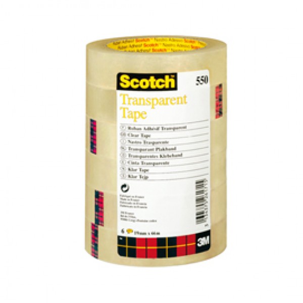 Nastro adesivo Scotch® 550 - 19 mm x 66 mt - trasparente - Scotch® -  torre 8 rotoli