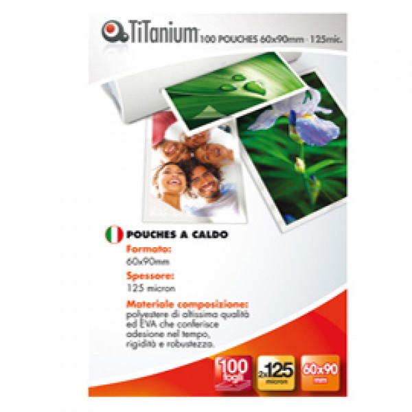 Pouches - business card - 60x90 mm - 2x125 micron - Titanium - conf. 100 pezzi