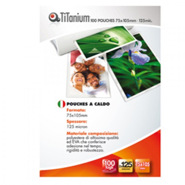 Pouches - jumbo card - 75x105 mm - 2x125 micron - Titanium - conf. 100 pezzi Pouches - jumbo card - 75x105 mm - 2x125 micron - Titanium - conf. 100 pezzi