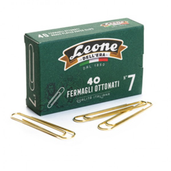 Fermagli ottonati supergiganti - lunghezza 75 mm - n. 7 - oro - Leone - conf. 40 pezzi Fermagli ottonati supergiganti - lunghezza 75 mm - n. 7 - oro - Leone - conf. 40 pezzi