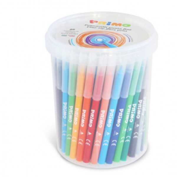 Pennarelli punta fine - colori assortiti - Primo - secchiello 96 pezzi Pennarelli punta fine - colori assortiti - Primo - secchiello 96 pezzi
