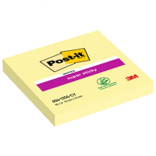 Blocco foglietti Super Sticky - 654-12SS-CY - 76 x 76 mm - giallo Canary™ - 90 fogli - Post it® Blocco foglietti Super Sticky - 654-12SS-CY - 76 x 76 mm - giallo Canary™ - 90 fogli - Post it®