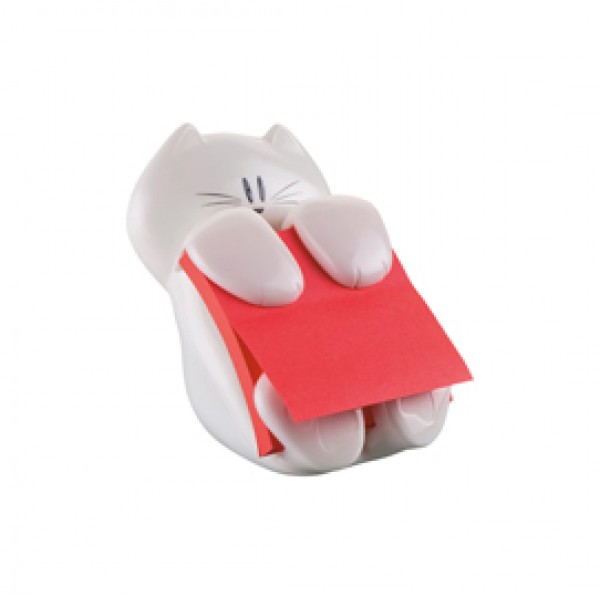Dispenser gatto bianco + ricarica Post it® Super Sticky Z Notes rosso rubino - CAT-330 - 76 x 76 mm - 90 fogli - Post it®
