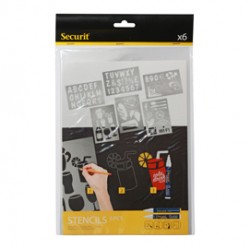 Stencil trasparenti assortiti (lettere, numeri, forme) - 32x22 cm - Securit - set 6 pezzi