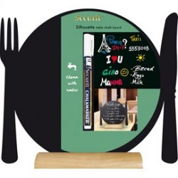 Lavagna da tavolo Silhouette - 24x25 cm - forma piatto - nero - Securit