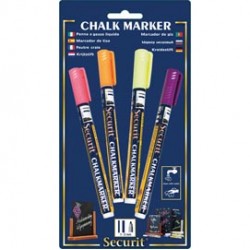 Marcatore a gesso liquido - punta fine da 1,00-2,00mm - colore assortiti tropical  - Securit -  conf. 4 pezzi