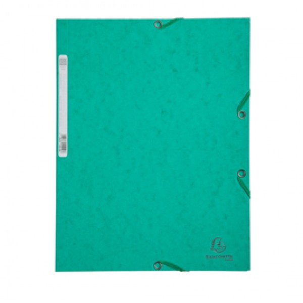 Cartellina con elastico - cartoncino lustrè - 3 lembi - 400 gr - 24x32 cm - verde - Exacompta