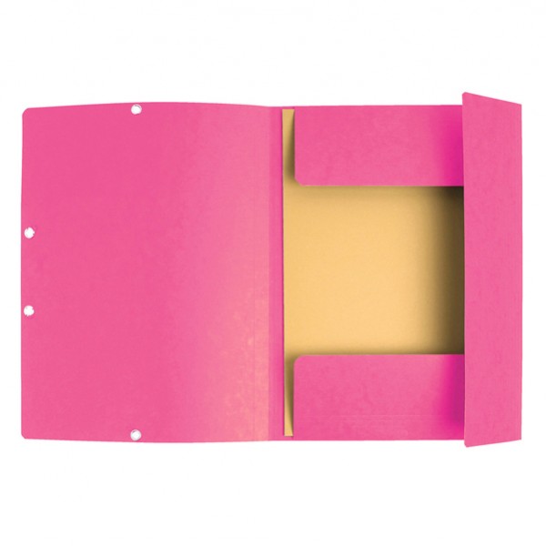 Cartellina con elastico - cartoncino lustrè - 3 lembi - 400 gr - 24 x 32 cm - rosa - Exacompta