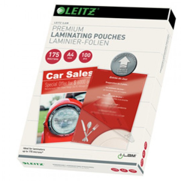 Pouches ILam - A4 - 216x303 mm - 2x175 micron - Leitz - conf. 100 pezzi Pouches ILam - A4 - 216x303 mm - 2x175 micron - Leitz - conf. 100 pezzi