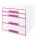 Cassettiera 4 cassetti bianco/rosa leitz cube
