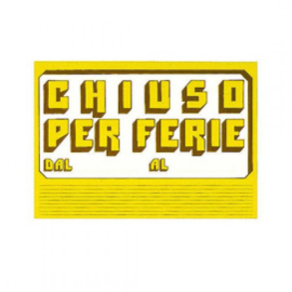 Cartello in cartoncino CHIUSO PER FERIE - 23x32 cm - giallo - CWR