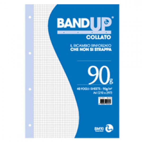 Blocco collato BandUp - fori rinforzati - A4 - quadretto 4mm - 40 fogli - 90gr - BM Blocco collato BandUp - fori rinforzati - A4 - quadretto 4mm - 40 fogli - 90gr - BM