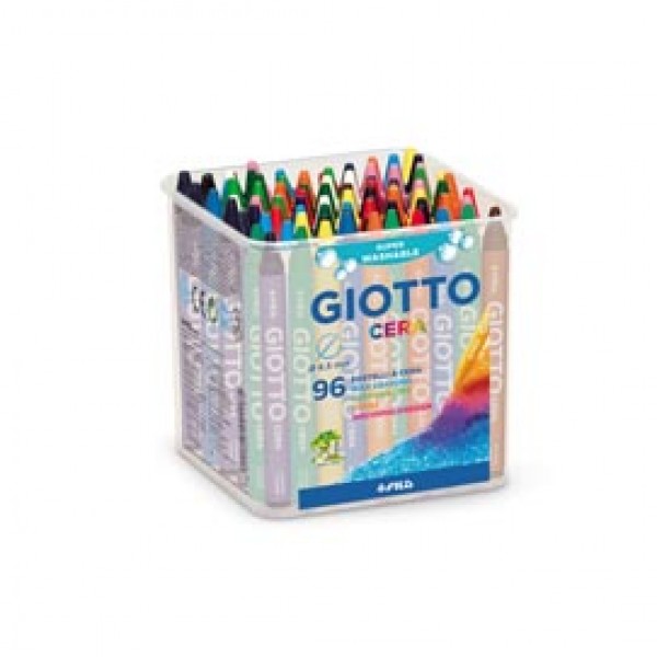 Pastelli cera - lunghezza 90mm con Ø 8,50mm - colori assortiti - Giotto - barattolo 96 colori Pastelli cera - lunghezza 90mm con Ø 8,50mm - colori assortiti - Giotto - barattolo 96 colori