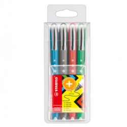 Roller  Worker Colorful con cappuccio - tratto 0,5mm - colori assortiti  - Stabilo - astuccio 4 roller