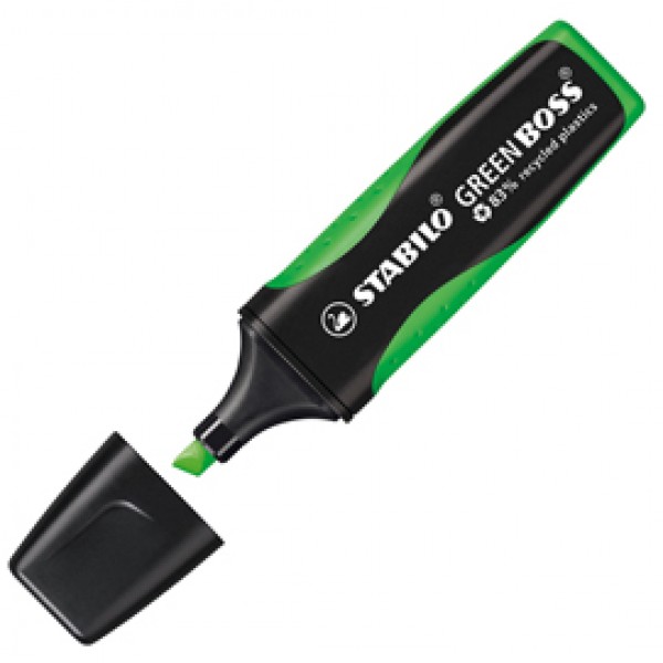 Evidenziatore Green Boss - punta a scalpello - tratto 2 - 5 mm - verde 33 - 83% plastica riciclata - Stabilo Evidenziatore Green Boss - punta a scalpello - tratto 2 - 5 mm - verde 33 - 83% plastica riciclata - Stabilo
