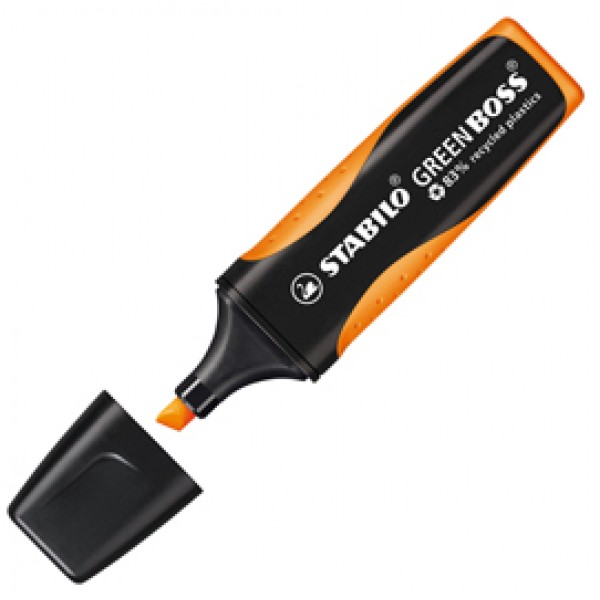 Evidenziatore Green Boss - punta a scalpello - tratto 2 - 5 mm - arancio 54 - 83% plastica riciclata - Stabilo Evidenziatore Green Boss - punta a scalpello - tratto 2 - 5 mm - arancio 54 - 83% plastica riciclata - Stabilo