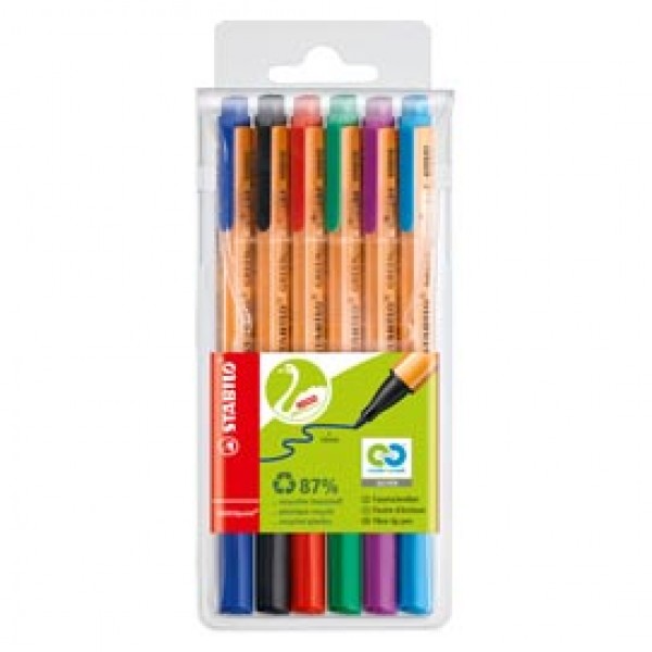 Pennarello Greenpoint - 6 colori - punta 0,8mm - Stabilo - astuccio 6 pennarelli