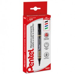 Marcatore permanente N860 - punta scalpello - astuccio 4 colori assortiti - Amiko Pentel