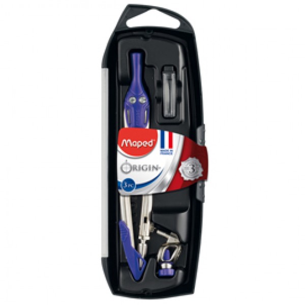 Compasso Origin - in acciaio - diametro max cerchio 420mm - 3 pezzi - Maped Compasso Origin - in acciaio - diametro max cerchio 420mm - 3 pezzi - Maped