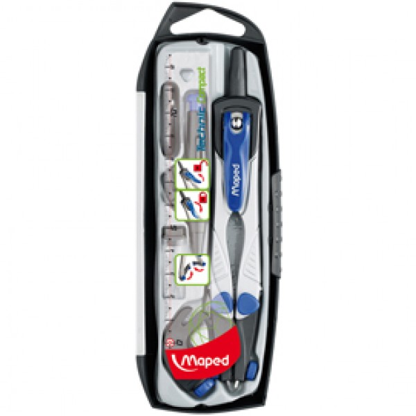 Compasso Tecnich Compact - diametro max 360mm - 5 pezzi - Maped Compasso Tecnich Compact - diametro max 360mm - 5 pezzi - Maped