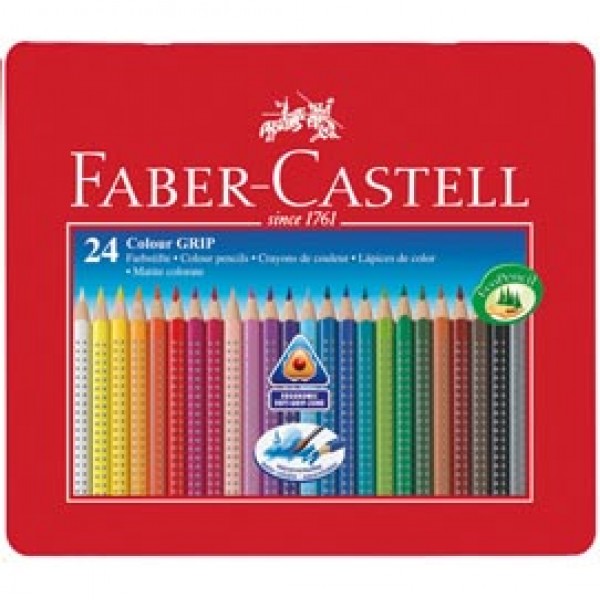 Matite colorate Colour Grip - acquerellabili - Faber Castell - astuccio in metallo 24 pezzi