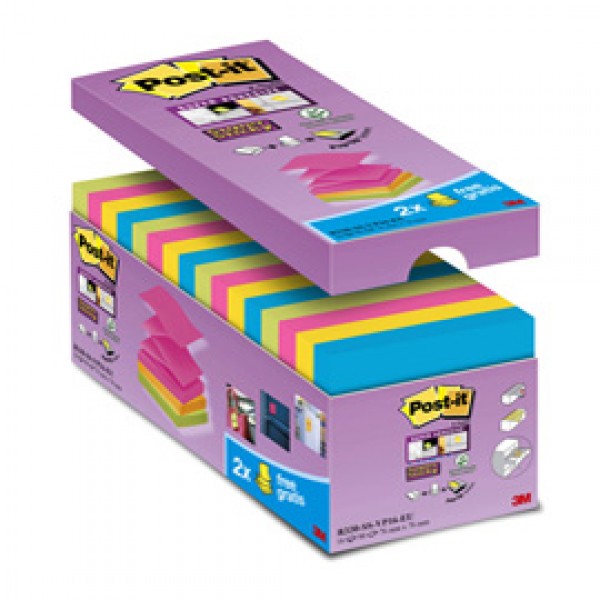 Blocchetto Post it® Super Sticky Z Notes - R-330-SS-VP16 - per dispenser - 76 x 76 mm - 90 fogli - Post it® - conf. 16 blocchi Blocchetto Post it® Super Sticky Z Notes - R-330-SS-VP16 - per dispenser - 76 x 76 mm - 90 fogli - Post it® - conf. 16 blocchi