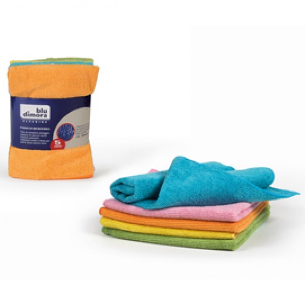 Panno in microfibra - multiuso - 40x40 cm - colori assortiti - Blu Dimora - conf. 5 pezzi Panno in microfibra - multiuso - 40x40 cm - colori assortiti - Blu Dimora - conf. 5 pezzi