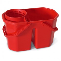 Secchio a doppia vasca con strizzatore - PPL riciclabile - 15 L - rosso - PerfettoFactory