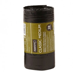 Sacchi per rifiuti Classic Small - 55x70 cm - 45 L - 10 micron - nero - Perfetto - rotolo da 20 sacchetti