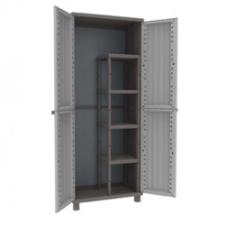 Armadio JWood 368 - 2 ante - PPL - effetto legno - 68x37,5x170 cm - grigio tortora - Terry