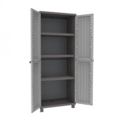 Armadio JWood 268 - 2 ante - PPL - effetto legno - 68x37,5x170 cm - grigio tortora - Terry